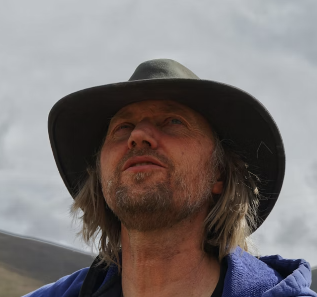 Man wearing outdoor wide hat